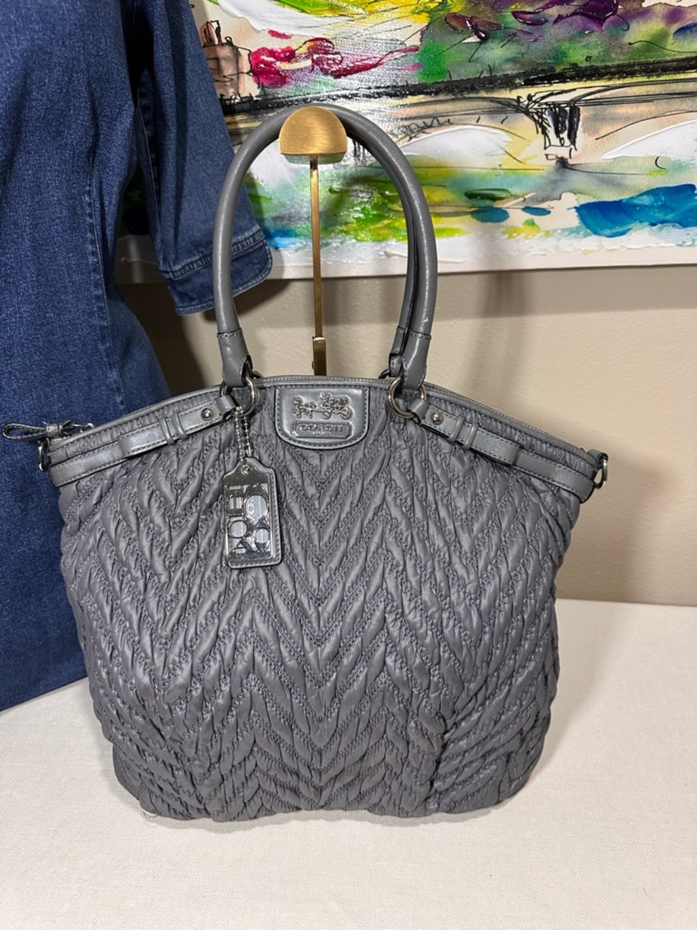Coach Madison 70th Anniversary Chevron Nylon Satchel #18634